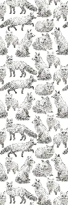 Roller blind for large window gray foxes pattern