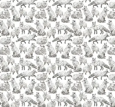 Roller blind for large window gray foxes pattern