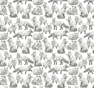 Roller blind for large window gray foxes pattern
