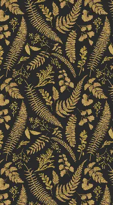 Fabric roller blind yellow ferns pattern