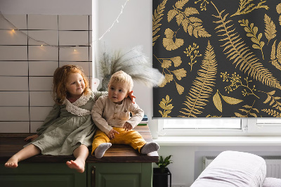 Fabric roller blind Yellow ferns