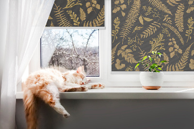 Fabric roller blind Yellow ferns