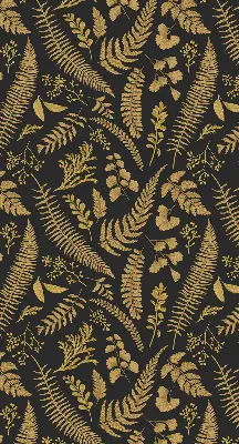 Fabric roller blind yellow ferns pattern