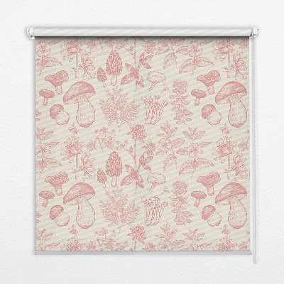 Modern roller blind Drawn mushrooms