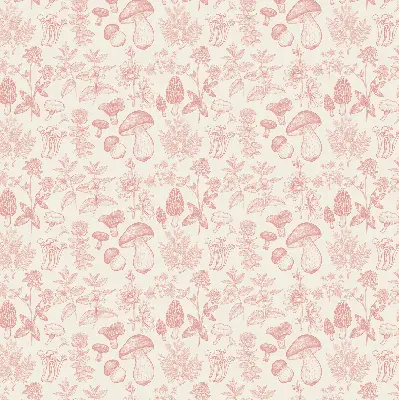 Modern roller blind with a drawn mushroom pattern