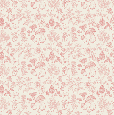 Modern roller blind with a drawn mushroom pattern