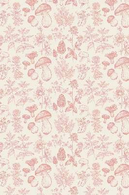 Modern roller blind with a drawn mushroom pattern