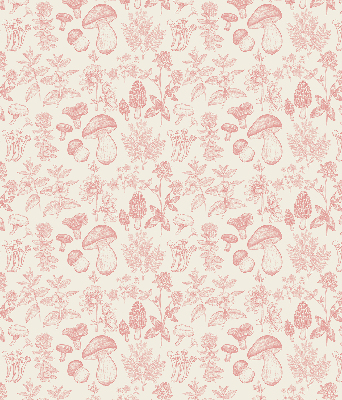 Modern roller blind with a drawn mushroom pattern