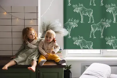 Roller blind for large window in green moose