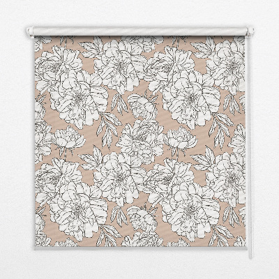Fabric roller blind Drawn flowers