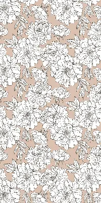 Fabric roller blind with drawn flowers design