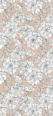 Fabric roller blind with drawn flowers design