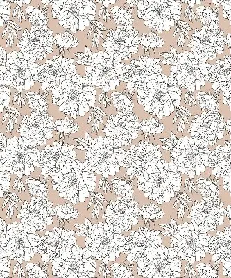 Fabric roller blind with drawn flowers design