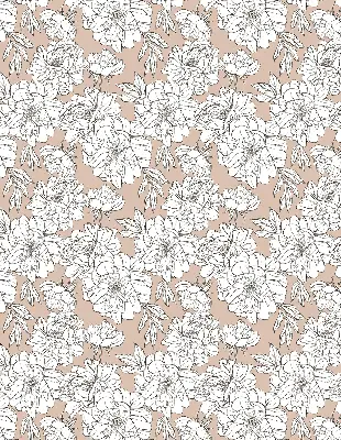 Fabric roller blind with drawn flowers design