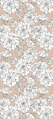 Fabric roller blind with drawn flowers design