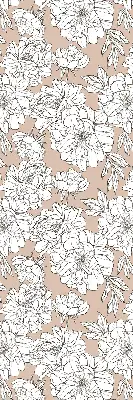 Fabric roller blind with drawn flowers design