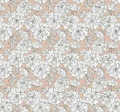Fabric roller blind with drawn flowers design