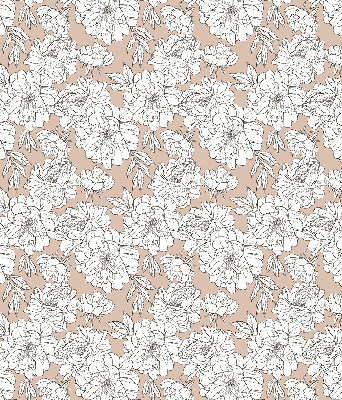 Fabric roller blind with drawn flowers design
