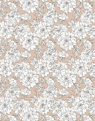 Fabric roller blind with drawn flowers design