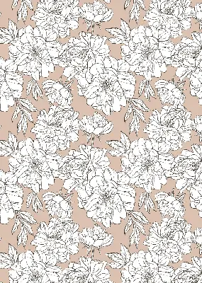 Fabric roller blind with drawn flowers design