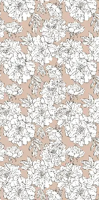 Fabric roller blind with drawn flowers design