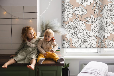 Fabric roller blind Drawn flowers
