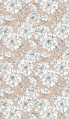 Fabric roller blind with drawn flowers design