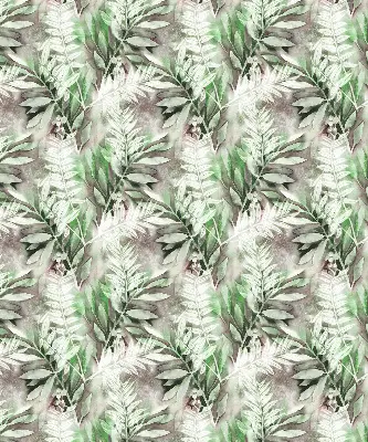 Roller blind for large windows with a shiny leaves pattern