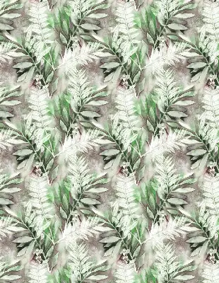Roller blind for large windows with a shiny leaves pattern