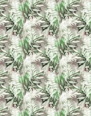 Roller blind for large windows with a shiny leaves pattern