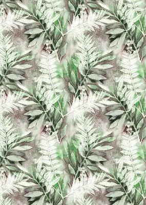 Roller blind for large windows with a shiny leaves pattern