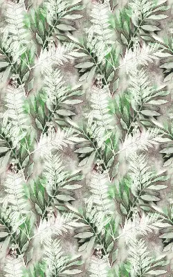 Roller blind for large windows with a shiny leaves pattern