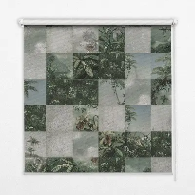 Roller blind for large window with tiled palm trees print