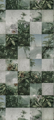 Roller blind for large window Tiled palm trees