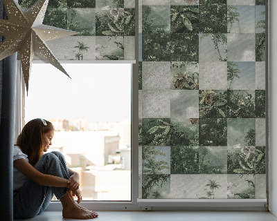 Roller blind for large window Tiled palm trees