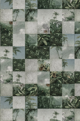 Roller blind for large window Tiled palm trees