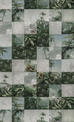 Roller blind for large window Tiled palm trees