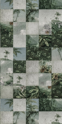 Roller blind for large window Tiled palm trees