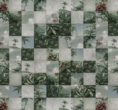 Roller blind for large window Tiled palm trees