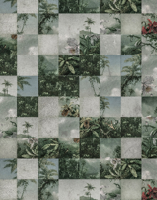 Roller blind for large window Tiled palm trees