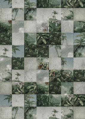 Roller blind for large window Tiled palm trees