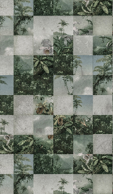 Roller blind for large window with tiled palm trees print
