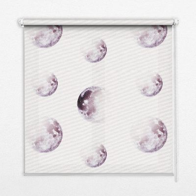 Modern roller blind with gray planets print