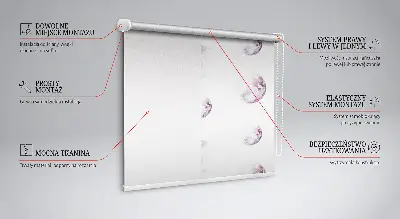 Modern roller blind with gray planets print