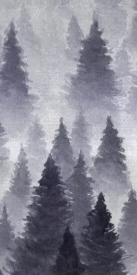 Fabric roller blind with misty forest print