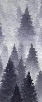 Fabric roller blind with misty forest print