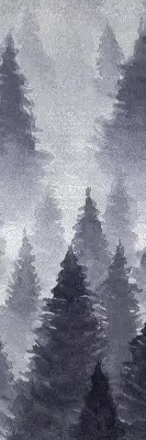 Fabric roller blind with misty forest print