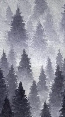 Fabric roller blind with misty forest print