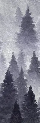 Fabric roller blind with misty forest print