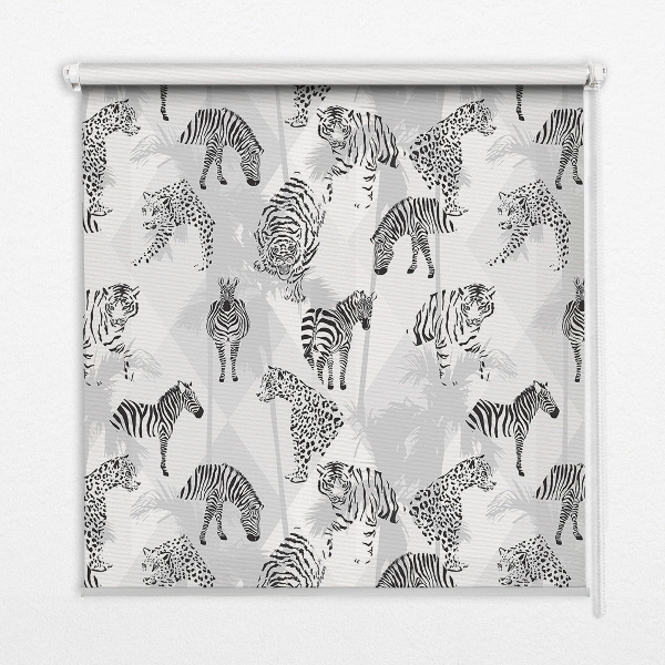 Fabric roller blind Gray animals